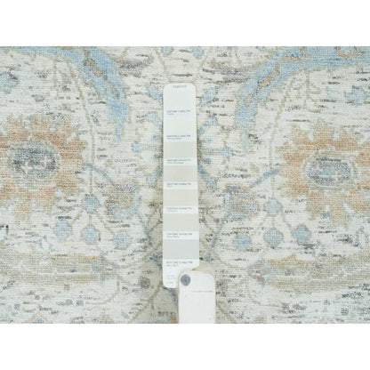 Transitional Wool & Silk Hand Knotted Rug Ivory No Border 2.6X14.2 -O065174