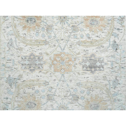 Transitional Wool & Silk Hand Knotted Rug Ivory No Border 2.6X14.2 -O065174