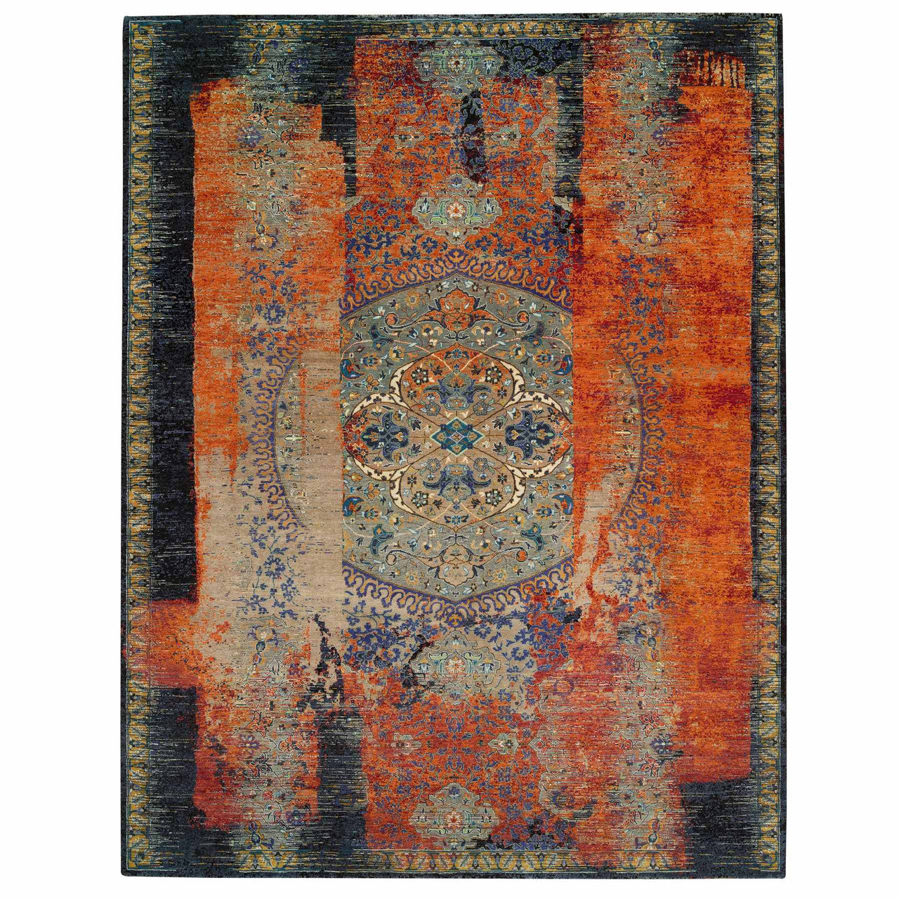 Red 12'0" x 15'1" Transitional Hand knotted Wool Rug - Sku: O065176