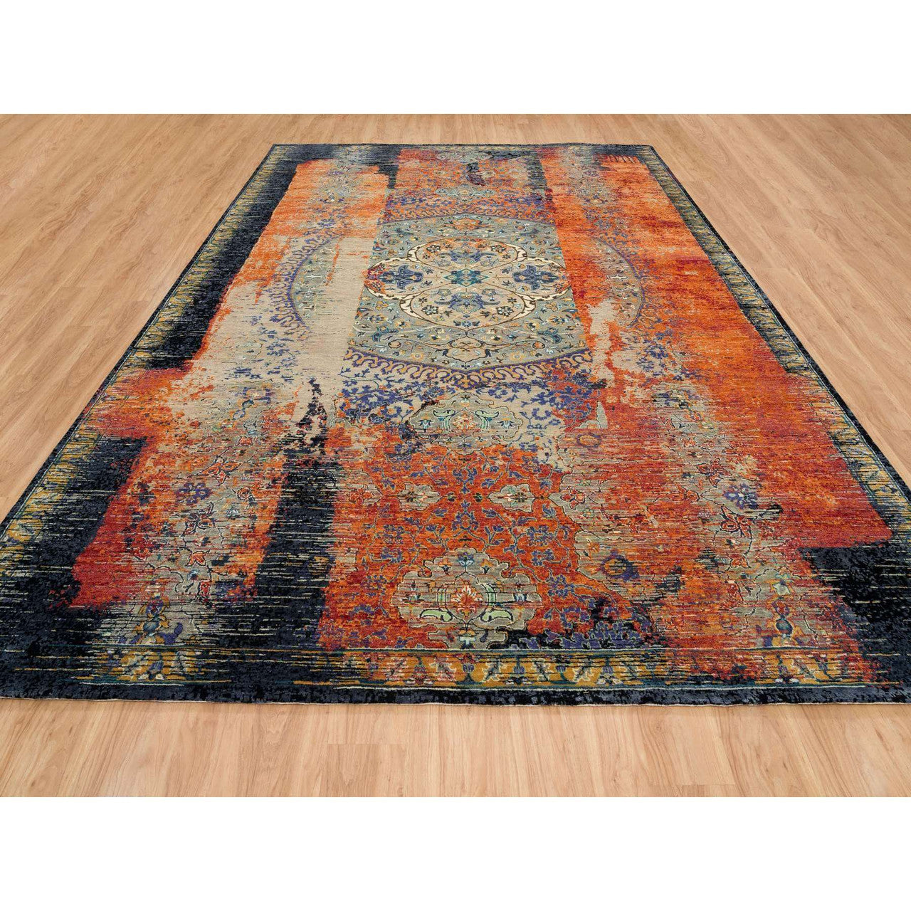 Transitional Wool Hand Knotted Rug Red No Border 10.2X14.3 -O065177