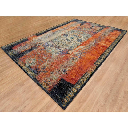 Transitional Wool Hand Knotted Rug Red No Border 10.2X14.3 -O065177