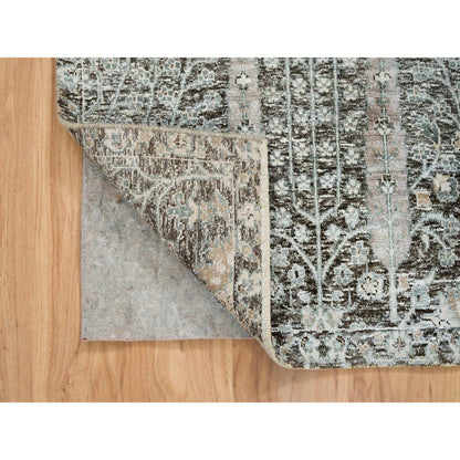 Transitional Wool & Silk Hand Knotted Rug Black No Border 3.0X5.0 -O065181