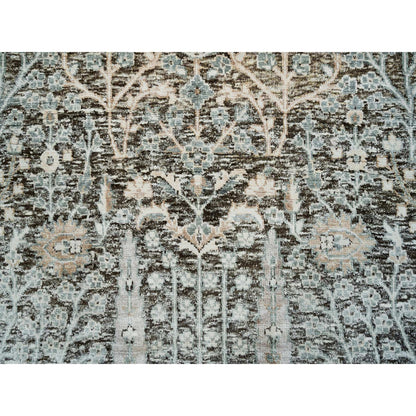 Transitional Wool & Silk Hand Knotted Rug Black No Border 3.0X5.0 -O065181