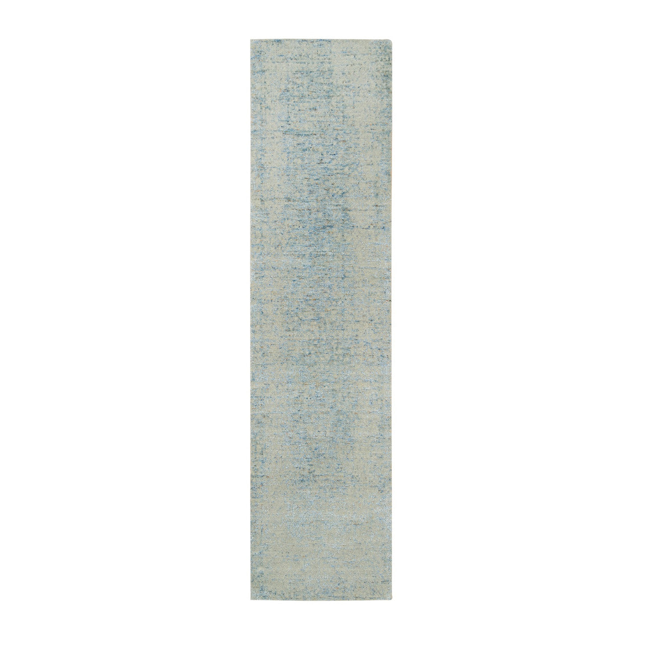 Gray 2'6" x 10'0" Modern and Contemporary Handloom Wool/Silk Rug - Sku: O065191