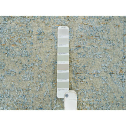 Transitional Wool & Silk Hand Loomed Rug Blue No Border 2.6X10.0 -O065192