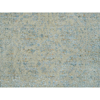Transitional Wool & Silk Hand Loomed Rug Blue No Border 2.6X10.0 -O065192