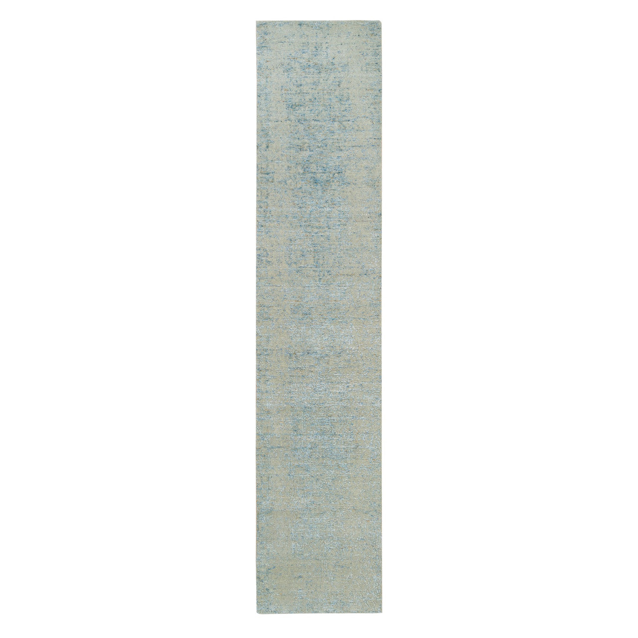 Gray 2'6" x 12'0" Modern and Contemporary Handloom Wool/Silk Rug - Sku: O065193
