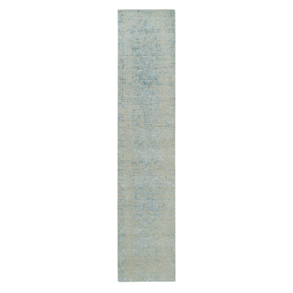 Modern and Contemporary Wool & Silk Hand Loomed Rug Grey No Border 2.6X12.0 -O065193