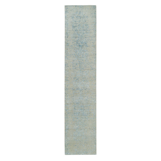 Modern and Contemporary Wool & Silk Hand Loomed Rug Grey No Border 2.6X12.0 -O065193