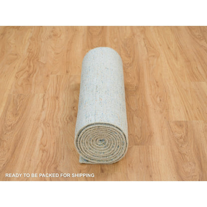 Modern and Contemporary Wool & Silk Hand Loomed Rug Grey No Border 2.6X12.0 -O065193