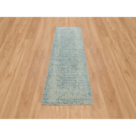 Modern and Contemporary Wool & Silk Hand Loomed Rug Grey No Border 2.6X8.0 -O065194