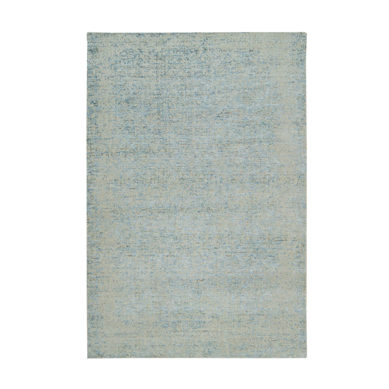 Gray 5'10" x 9'0" Modern and Contemporary Handloom Wool/Silk Rug - Sku: O065196
