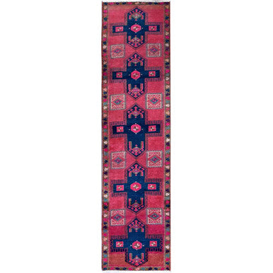 Overdyed & Vintage Wool Hand Knotted Rug Pink 2.5x9.10 -O0651