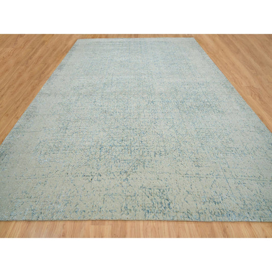 Modern and Contemporary Wool & Silk Hand Loomed Rug Grey No Border 12.0X18.0 -O065201
