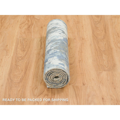 Modern and Contemporary Wool & Silk Hand Knotted Rug Grey No Border 2.6X5.9 -O065203