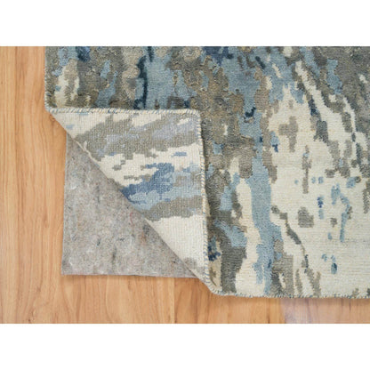 Modern and Contemporary Wool & Silk Hand Knotted Rug Grey No Border 2.7X6.0 -O065204
