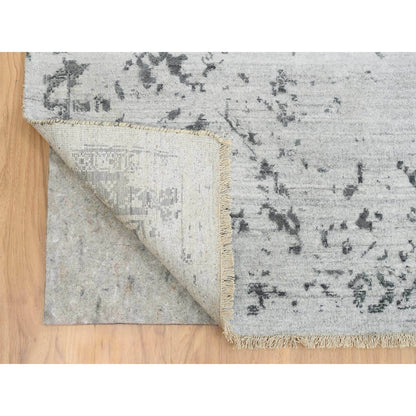 Transitional Wool & Silk Hand Knotted Rug Grey No Border 9.10X14.0 -O065206