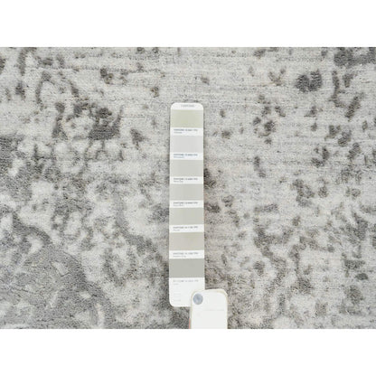 Transitional Wool & Silk Hand Knotted Rug Grey No Border 5.1X7.0 -O065209