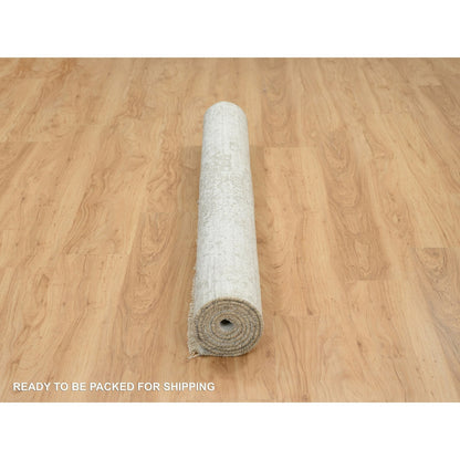 Transitional Wool & Silk Hand Knotted Rug Grey No Border 5.1X7.0 -O065209