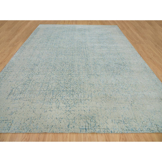 Modern and Contemporary Wool & Silk Hand Loomed Rug Grey No Border 12.0X14.9 -O065211
