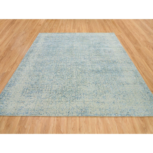 Modern and Contemporary Wool & Silk Hand Loomed Rug Grey No Border 10.0X10.0 -O065213