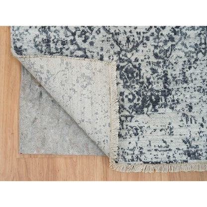 Transitional Wool & Silk Hand Knotted Rug Grey No Border 2.8X20.0 -O065214