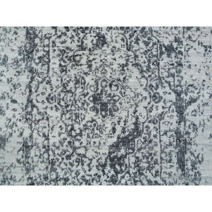 Transitional Wool & Silk Hand Knotted Rug Grey No Border 2.8X20.0 -O065214
