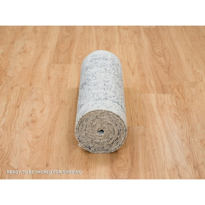 Transitional Wool & Silk Hand Knotted Rug Grey No Border 2.8X20.0 -O065214