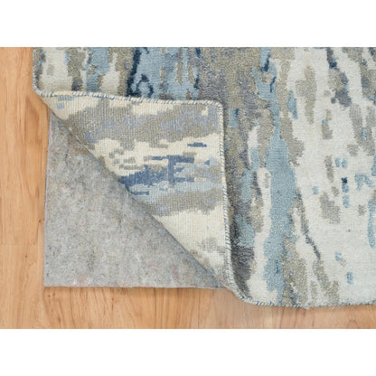 Modern and Contemporary Wool & Silk Hand Knotted Rug Grey No Border 2.7X8.1 -O065216