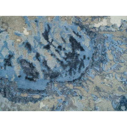 Modern and Contemporary Wool & Silk Hand Knotted Rug Grey No Border 2.0X3.0 -O065217