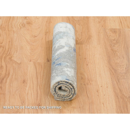 Modern and Contemporary Wool & Silk Hand Knotted Rug Grey No Border 2.0X3.0 -O065217