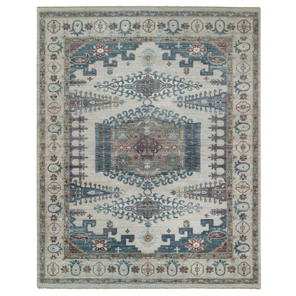 Tribal & Geometric Wool Hand Knotted Rug Ivory Ivory 11.10X15.2 -O065225