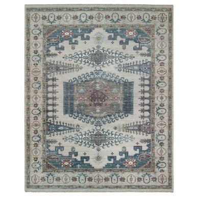 Tribal & Geometric Wool Hand Knotted Rug Ivory Ivory 11.10X15.2 -O065225