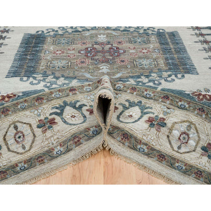Tribal & Geometric Wool Hand Knotted Rug Ivory Ivory 11.10X15.2 -O065225