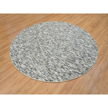 Modern and Contemporary Wool Hand Loomed Rug Beige No Border 8.0X8.0 -O065226