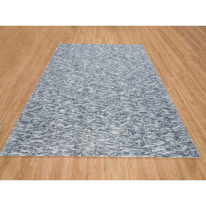 Modern and Contemporary Wool Hand Loomed Rug Blue No Border 8.1X10.0 -O065241