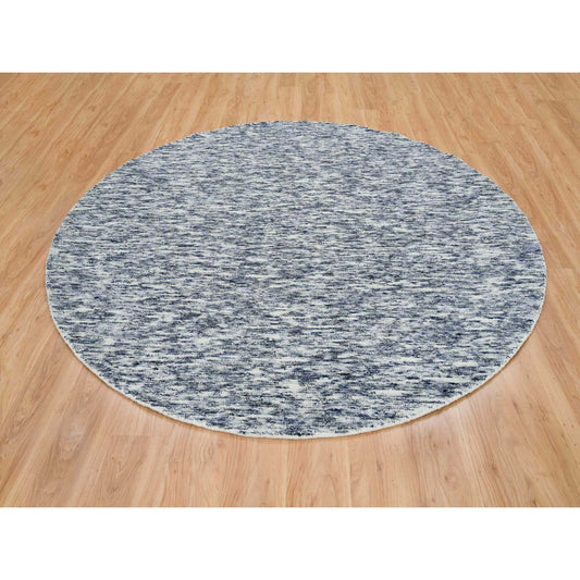 Modern and Contemporary Wool Hand Loomed Rug Blue No Border 8.0X8.0 -O065248