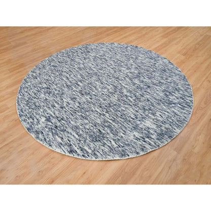Modern and Contemporary Wool Hand Loomed Rug Blue No Border 8.0X8.0 -O065248
