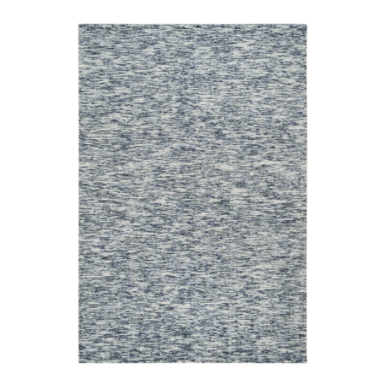 Blue 6'1" x 9'1" Modern and Contemporary Handloom Wool Rug - Sku: O065250