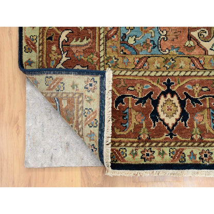 Tribal & Geometric Wool Hand Knotted Rug Blue Red 7.10X10.0 -O065256