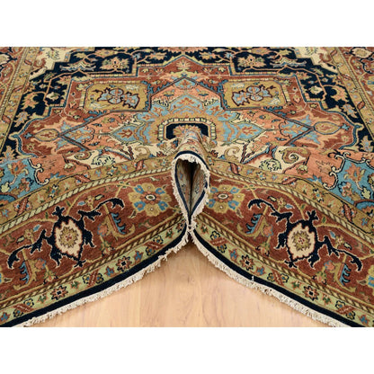 Tribal & Geometric Wool Hand Knotted Rug Blue Red 7.10X10.0 -O065256