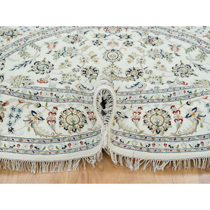 Fine Oriental Wool Hand Knotted Rug Ivory Ivory 7.10X7.10 -O065298