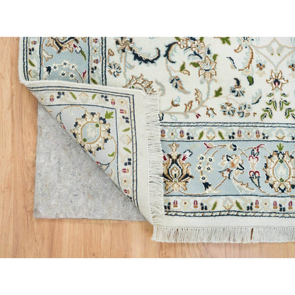 Fine Oriental Wool Hand Knotted Rug Ivory Light Blue 5.0X8.0 -O065302