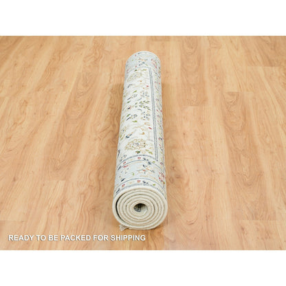 Fine Oriental Wool Hand Knotted Rug Ivory Light Blue 5.0X8.0 -O065302