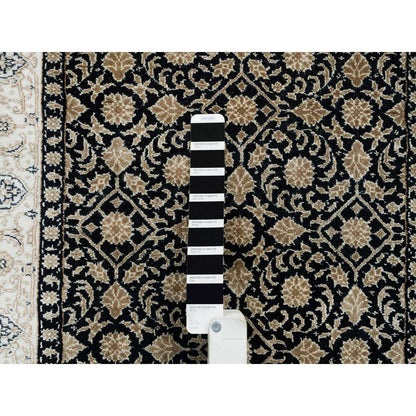 Fine Oriental Wool Hand Knotted Rug Black Ivory 2.4X4.7 -O065311