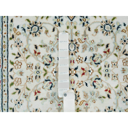 Fine Oriental Wool Hand Knotted Rug Ivory blue 2.9X10.4 -O065315