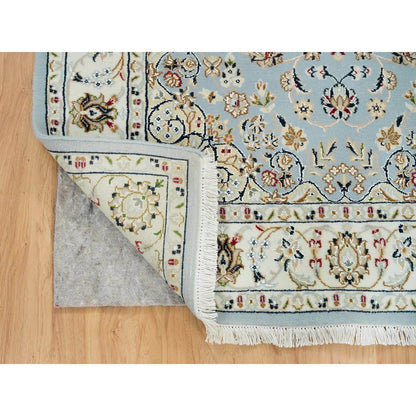 Fine Oriental Wool Hand Knotted Rug Blue Ivory 4.0X6.0 -O065318