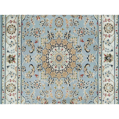 Fine Oriental Wool Hand Knotted Rug Blue Ivory 4.0X6.0 -O065318