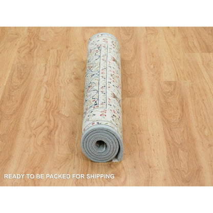 Fine Oriental Wool Hand Knotted Rug Blue Ivory 4.0X6.0 -O065318