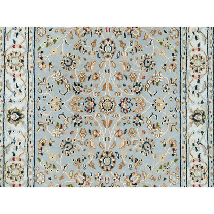 Fine Oriental Wool Hand Knotted Rug Blue Ivory 2.6X13.9 -O065335